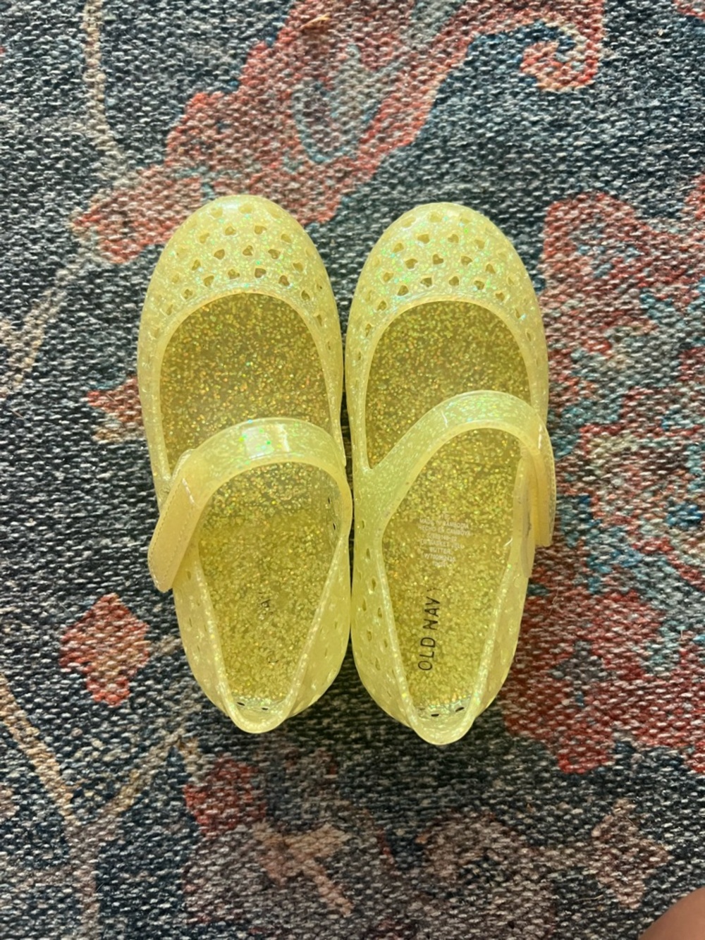 Old Navy Yellow Glitter Jelly Mary Jane Sandals